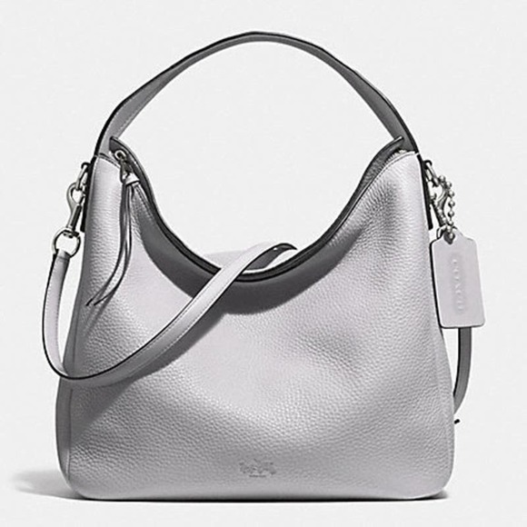Coach BLEECKER PEBBLED LEATHER SULLIVAN HOBO (COACH F31623) SILVER/SOAPSTONE - Picture 2 of 14
